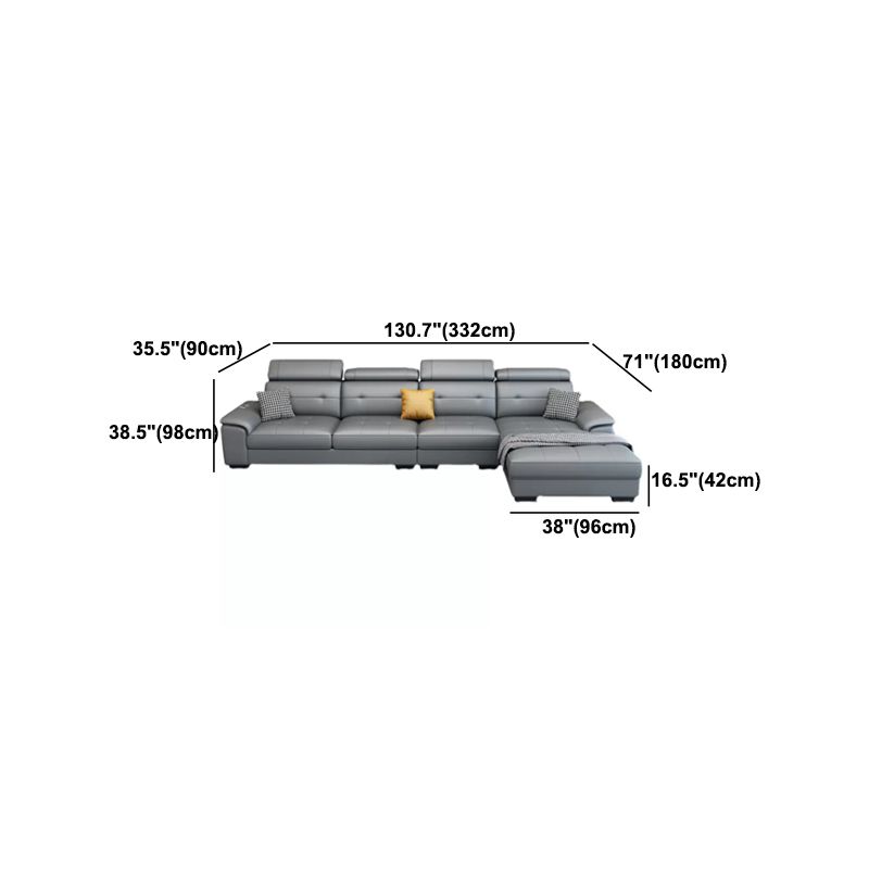 Scandinavian Faux Leather Sectional/sofa with Pillow Top Arm