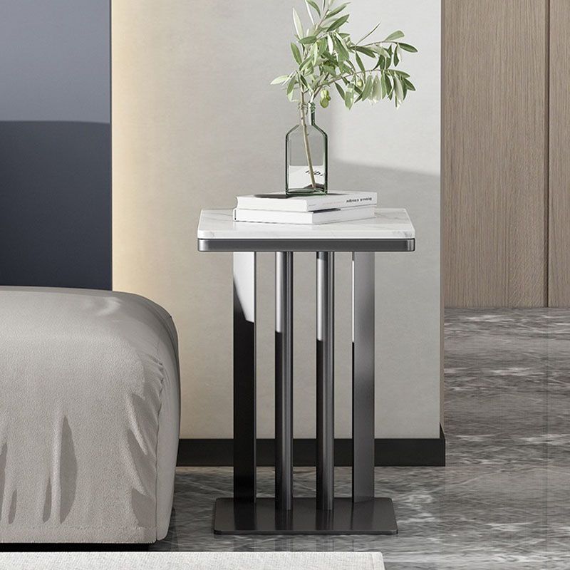 Contemporary Slate Top End Slide Table Metal C Side Table, 21.7" Tall