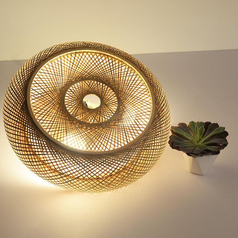 Soporte de techo de ratán de estilo de Asia de montaje de tambor curvo en madera natural