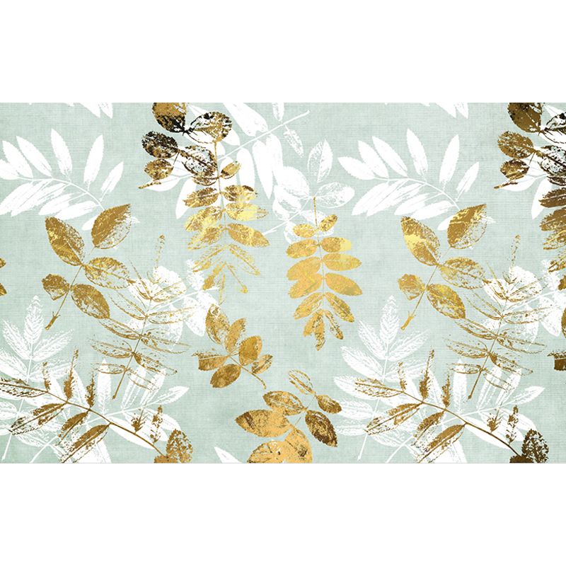 Big Nordic Plant Mural Wallpaper for Accent Wall Fantasy Branch in Yellow and Green, Moisture Resistant