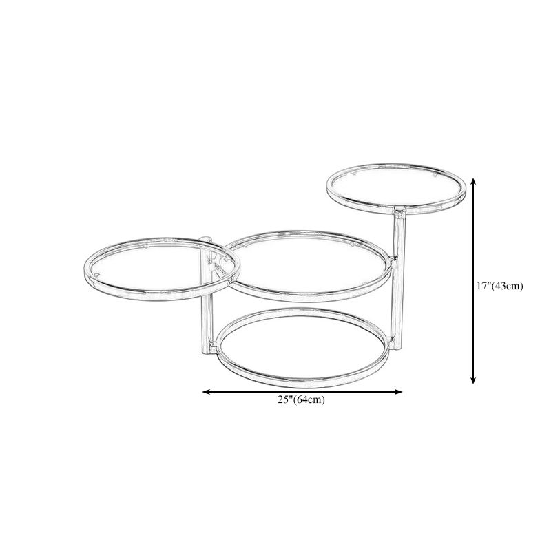 Round with Metal Accents Coffee Table Extendable Modern Glass Cocktail Table