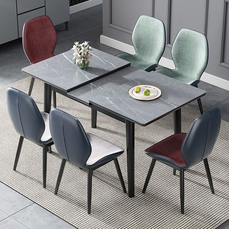 Modern Collapsible Sintered Stone Dining Room Table with 4 Metal Legs for Kitchen Dining Set