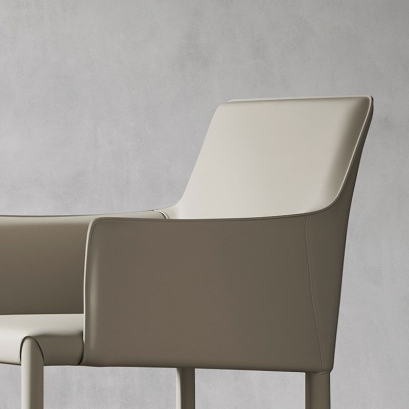 Minimalist Solid Back Chair for Home Use Leather Dining Side Chair