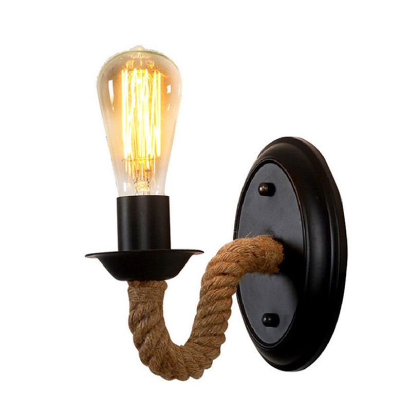 Gooseneck Wall Lamp American Retro Style Metal 1 Light Sconces
