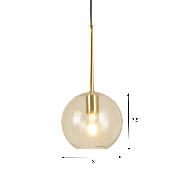 Globe Pendant Light Modernisme Verre transparent 1 tête 8 "/ 12" de largeur de salle à manger Kit de lampe suspendue