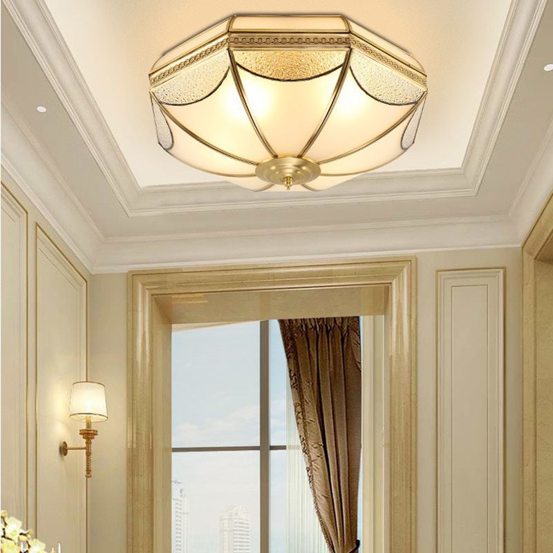 Brass Shaded Flush Mount Ceiling Light Vintage Glass Flush Ceiling Light Fixture