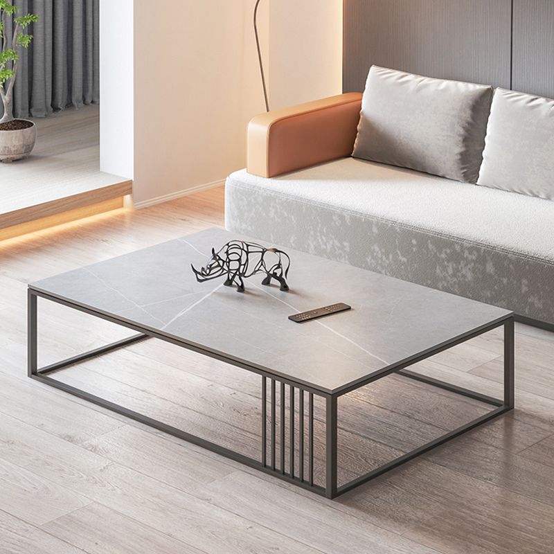 Square/Rectangle Slate Frame 1 Coffee Table Modern Grey and Black Table