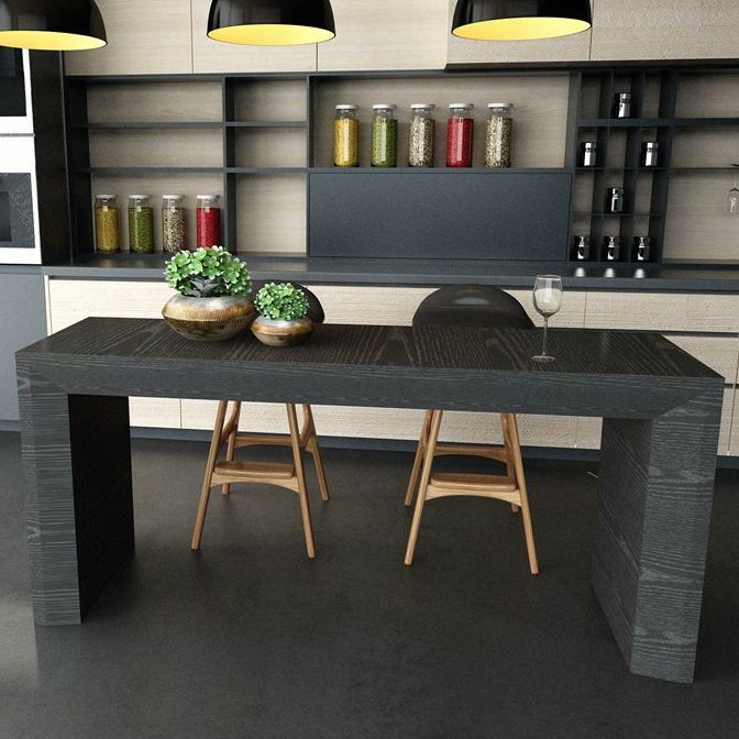 Modern Style Bar Dining Table Rectangle Solid Wood Bar Table for Kitchen