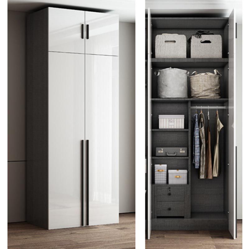 White Colour Wooden Wardrobe Cloth Rod Included Wardrobe Closet for Bedroom