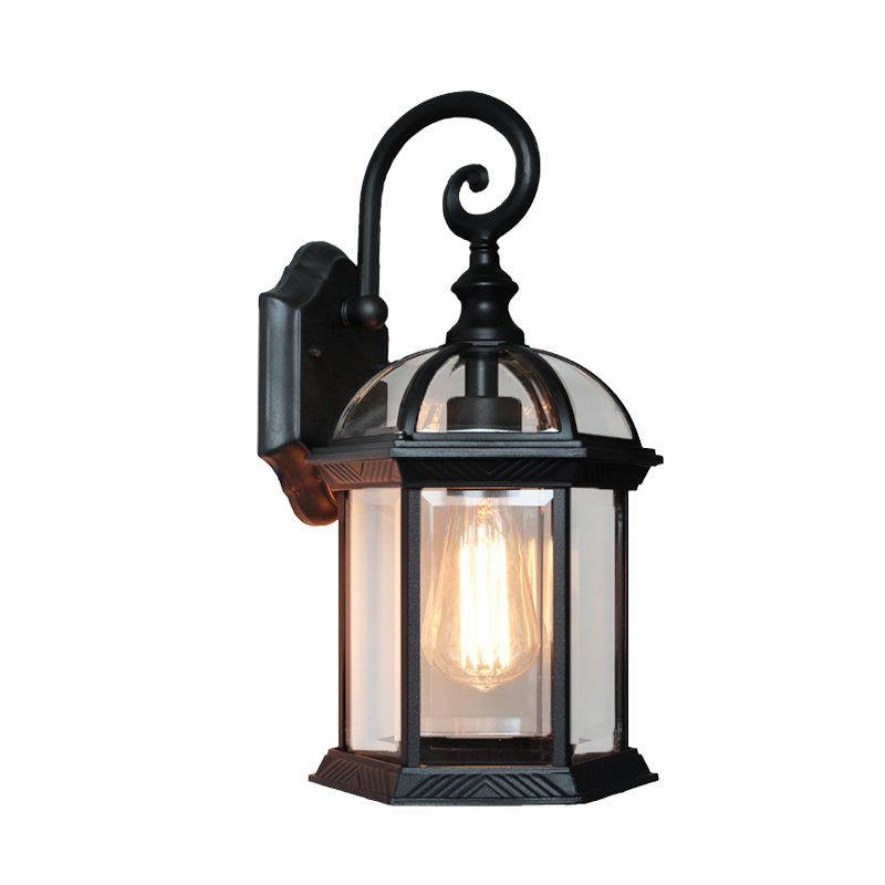 Birdcage Courtyard Wall Montate Montaggio della fattoria Light Glass 1 Bulbo Brass/Black Finitura Finitura Sconce Lampada Apparecchiatura