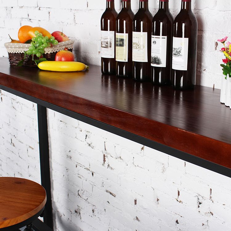 Industrial Solid Wood Bar Table Black Frame Dining Table for Bistro