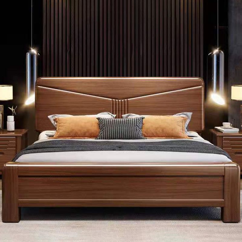 Traditional Panel Rectangular with Headboard Walnut Standard Bed