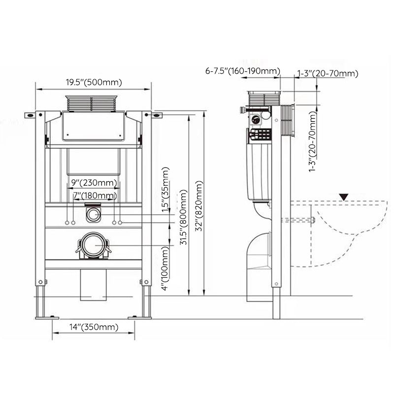 Modern White Flush Toilet Wall Hung Urine Toilet with Seat for Bathroom