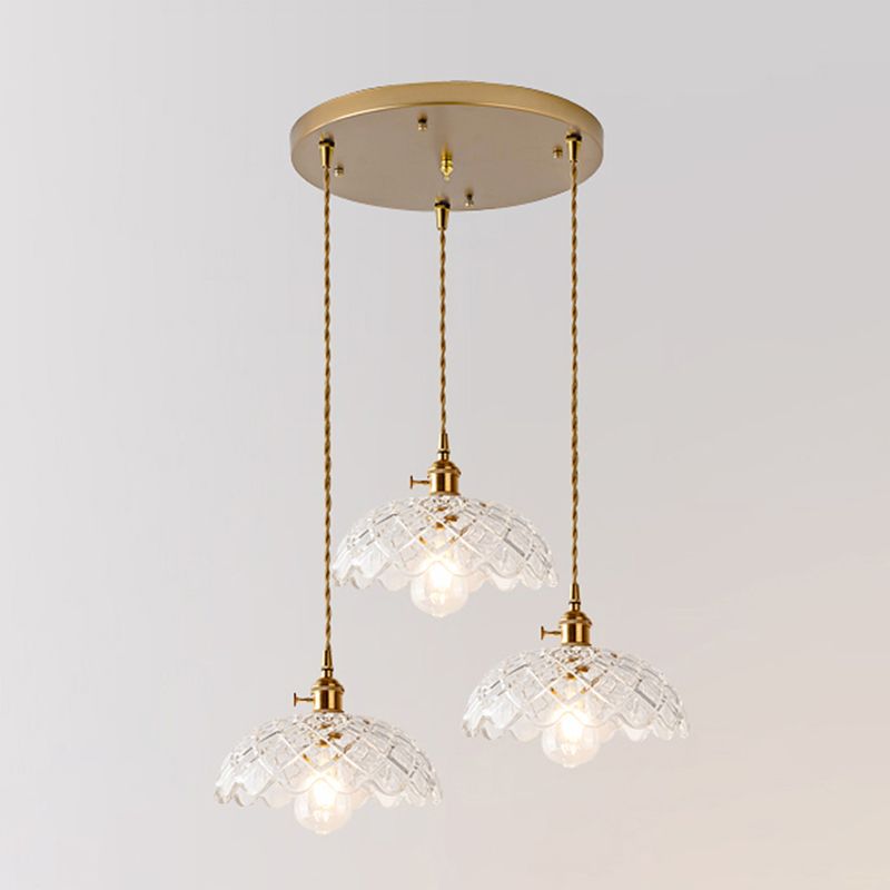 3 Lights Multi Light Pendant Modern Simple Prismatic Glass Hanging Light for Restaurant