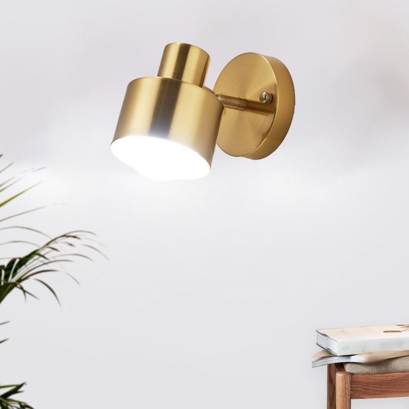 Modern Style Cylinder Sconce Light Fixtures Metal 1 Light Wall Mounted Lamps in Gold