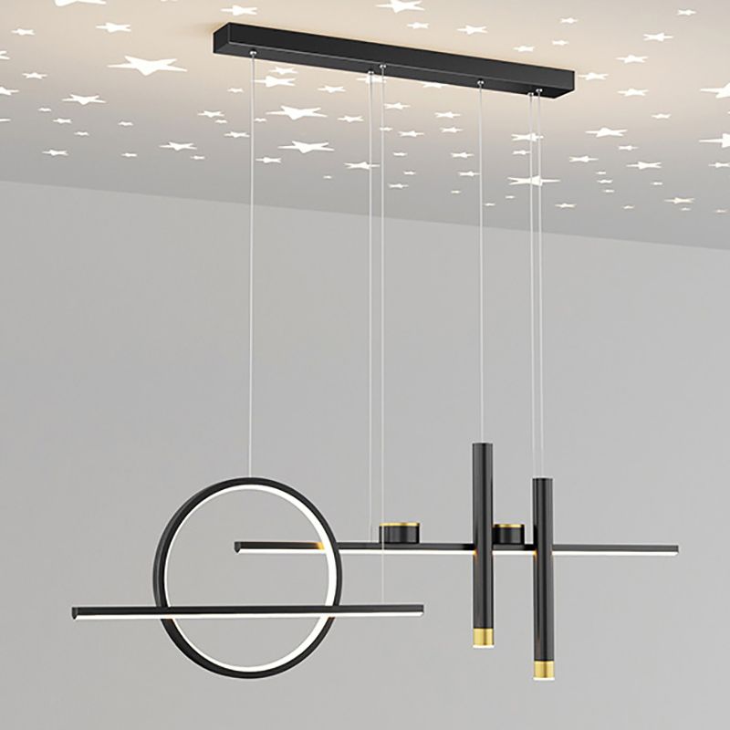 Moderne geometrie Island Lichtarmaturen Multi-hoofd restaurant Hangende lamp met Spotlight