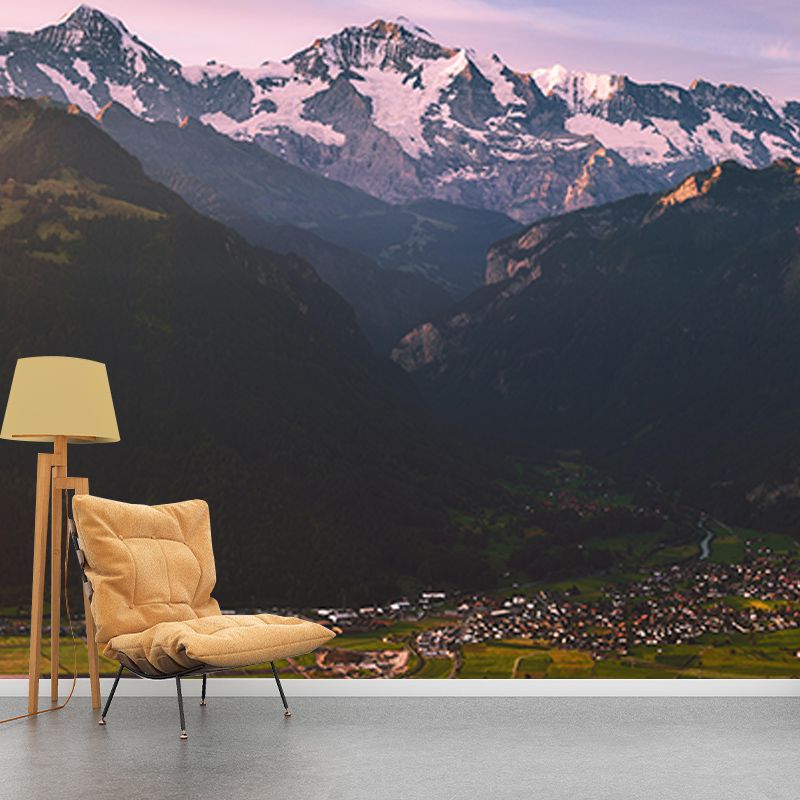 Environment Friendly Resistant Mural Wallpaper Mountains Sleeping Room Wall Mural