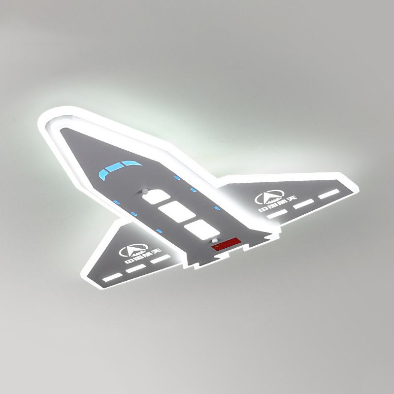 White 3D Aeroplane Design Flush Light Fixture Contemporary Metallic LED Flush Mount Lamp for Kid Room