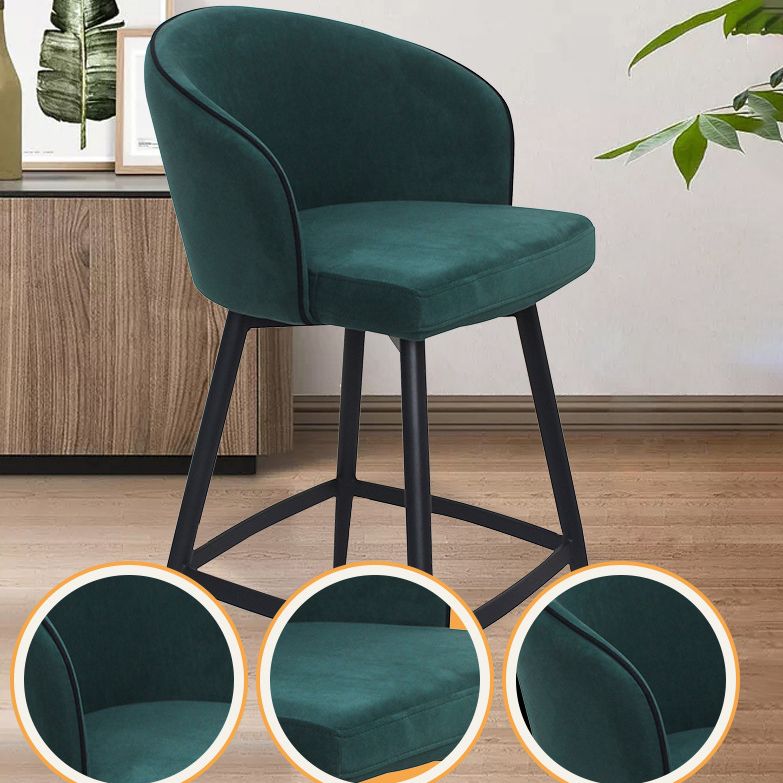 Contemporary Velvet Counter Stools Metal Bar Stool for Home Use
