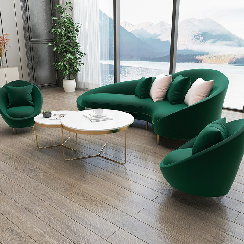 Contemporary Curved Sofa with Slopped Arm and Tight Back for Apartment