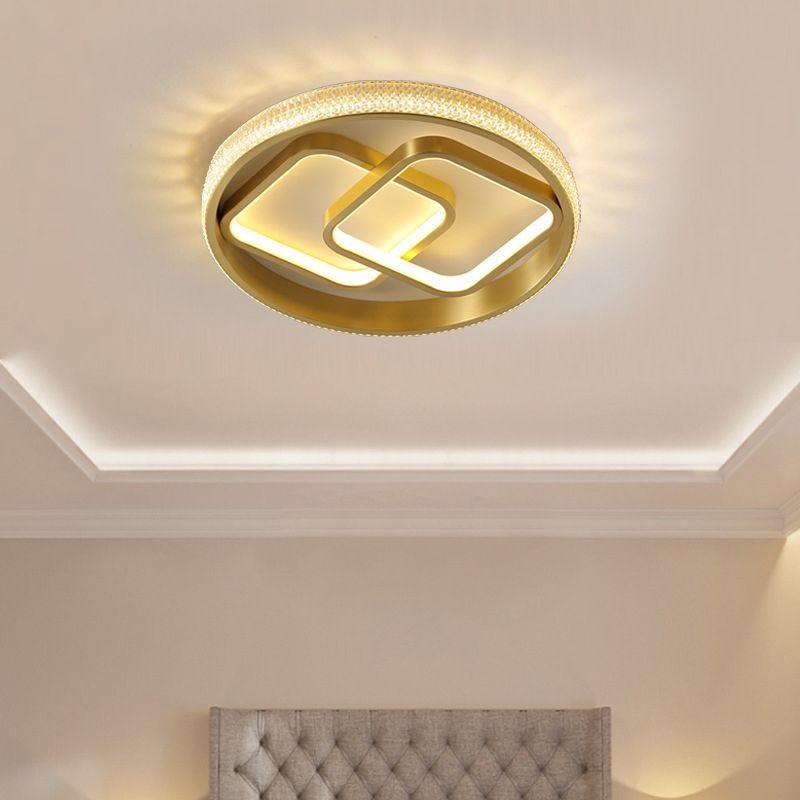Modern Ceiling Lamp Geometric Copper LED Flush Mount Light Fixture with Acrylic Shade
