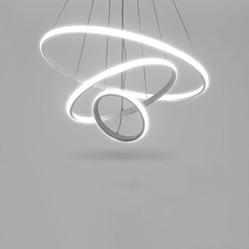 Modern Chandelier Lights Multiple Rings Hanging Ceiling Lights Metal Chain Chandelier