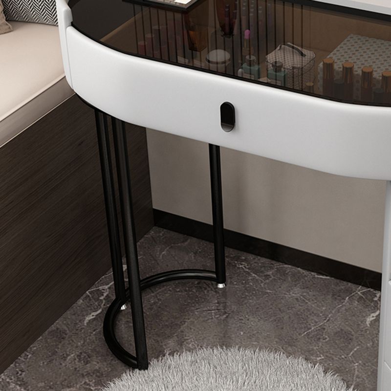 3 Drawers Glam Makeup Vanity Desk with Glass Top Makeup Vanity