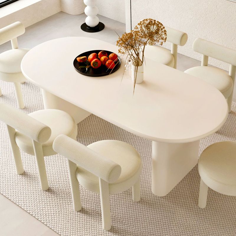 Double Pedestal Dining Table Solid Wood Dining Table in White for Dining Room