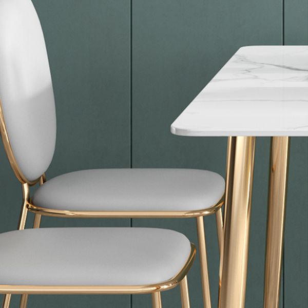 Luxury 1/2/5 Pieces Dining Set Sintered Stone Dining Table with Leather Chairs