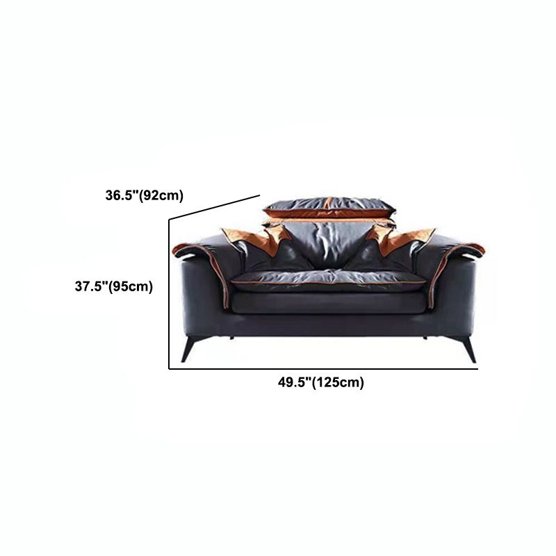 Contemporary Pillow Top Arm Sofa & Chaise Tufted Faux Leather Sofa