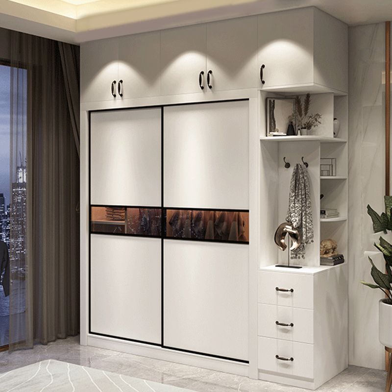 Contemporary Wardrobe Armoire Wooden Wardrobe Cabinet with Shelves