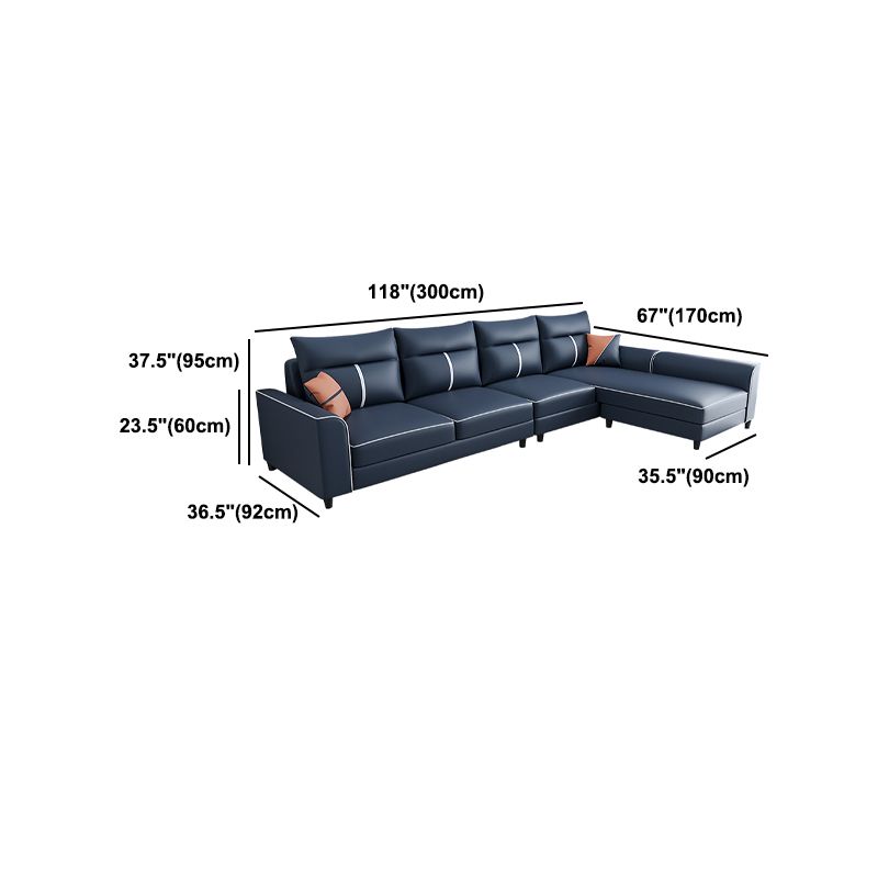 Square Arm Blue Removable Cushions Contemporary Stain-Resistant Sofa
