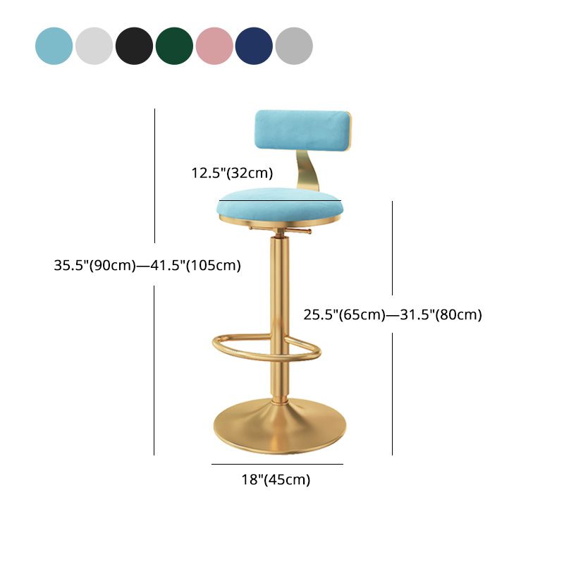 Taburete giratorio ajustable Glam, taburete de bar de cocina de hierro con cojín de terciopelo