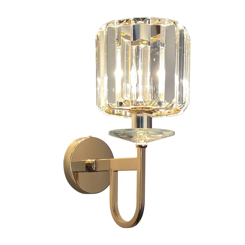 Modern Style Crystal Wall Light Geometric Wall Sconce in Gold for Living Room