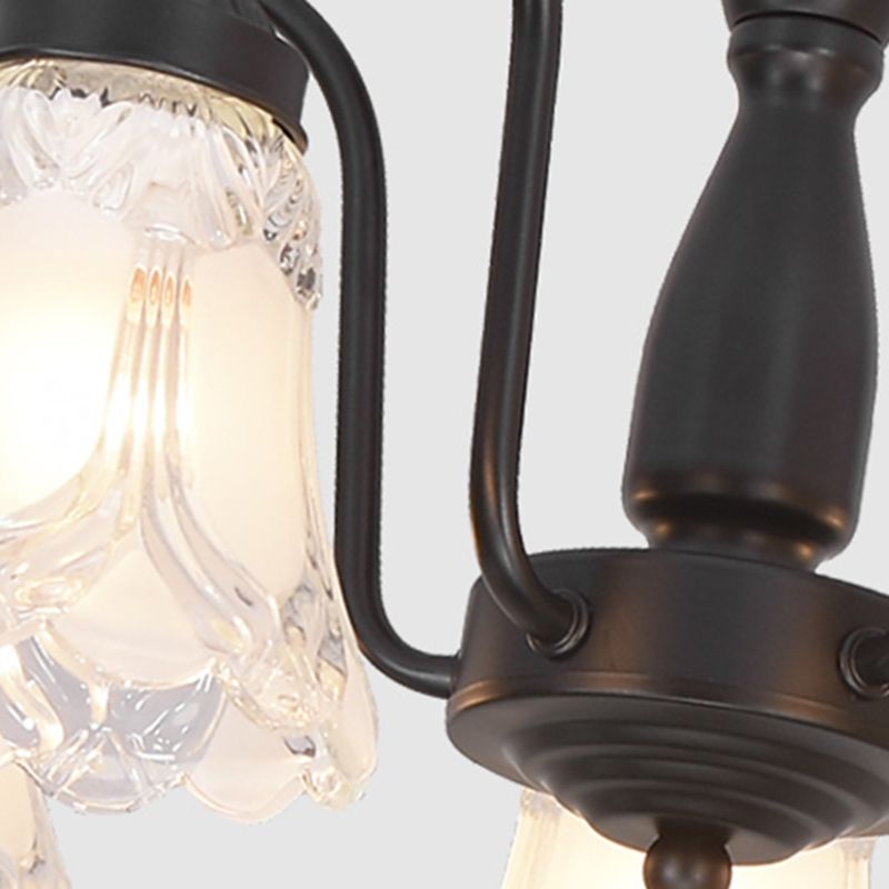 Luz de lámpara de campana decorativa iluminación de vidrio Flushmount en negro para sala de estar