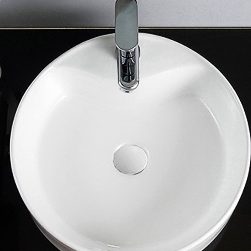 Contemporary Bathroom Sink Porcelain Trough Sink with Round Shape(Not Included Faucets)