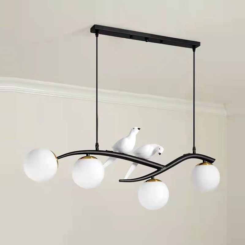 Industrial Kitchen Island Lighting Black/Golden Glass Shaded Ceiling Light for Foyer