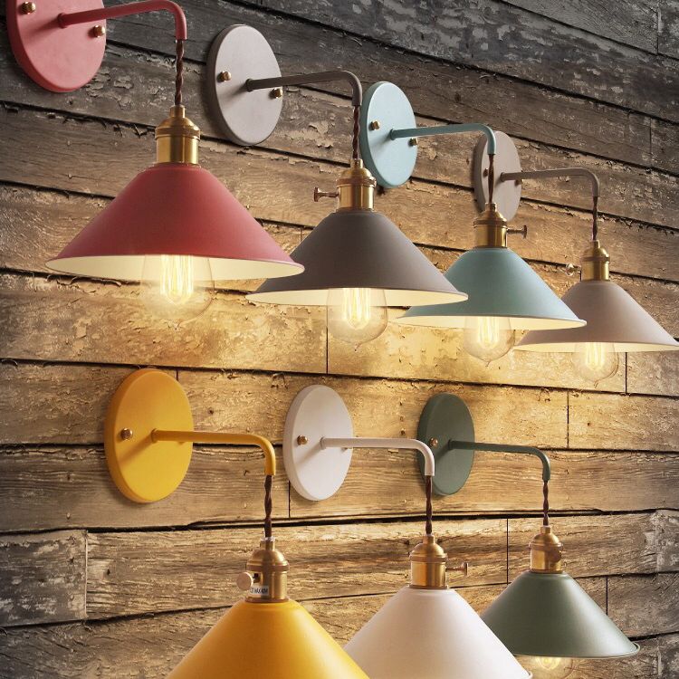Colorful Metal Wall Mount Lamp Macaroon Style Single Light Sconce for Bedroom