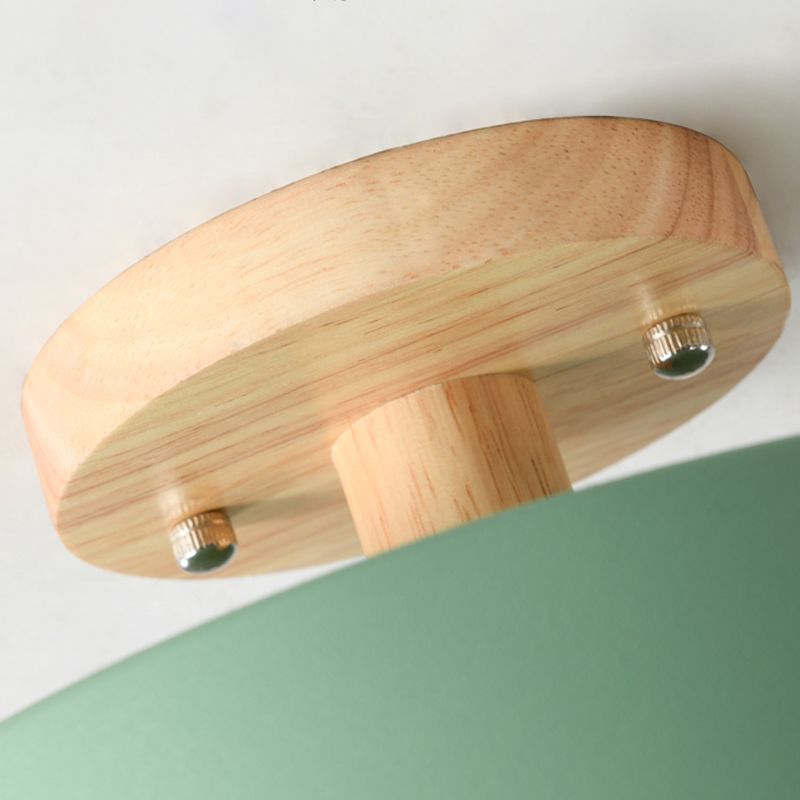 LED Round Semi Flush Nordic Metal and Wood Ceiling Semi Flush in 5 - Colors