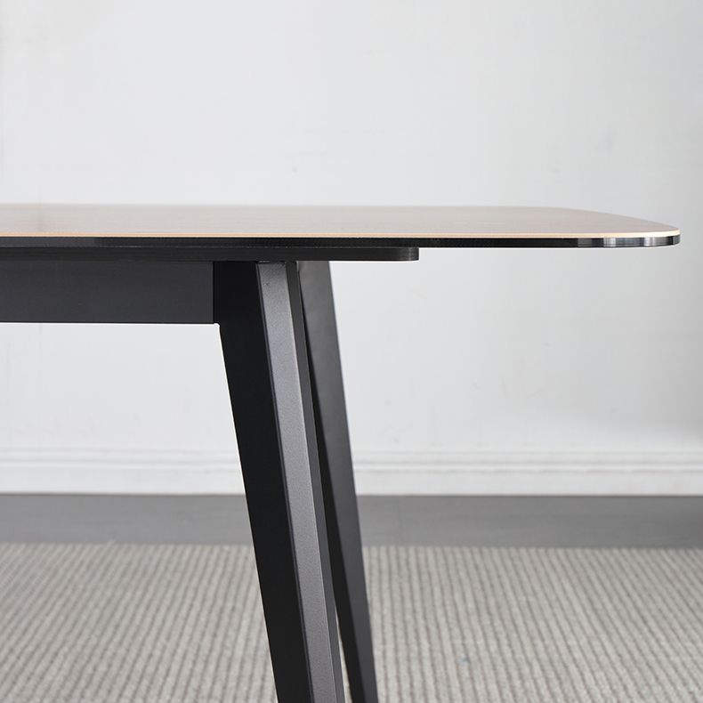 Mesa industrial de piedra sinterizada para restaurante, mesa de comedor rectangular con 4 patas de metal