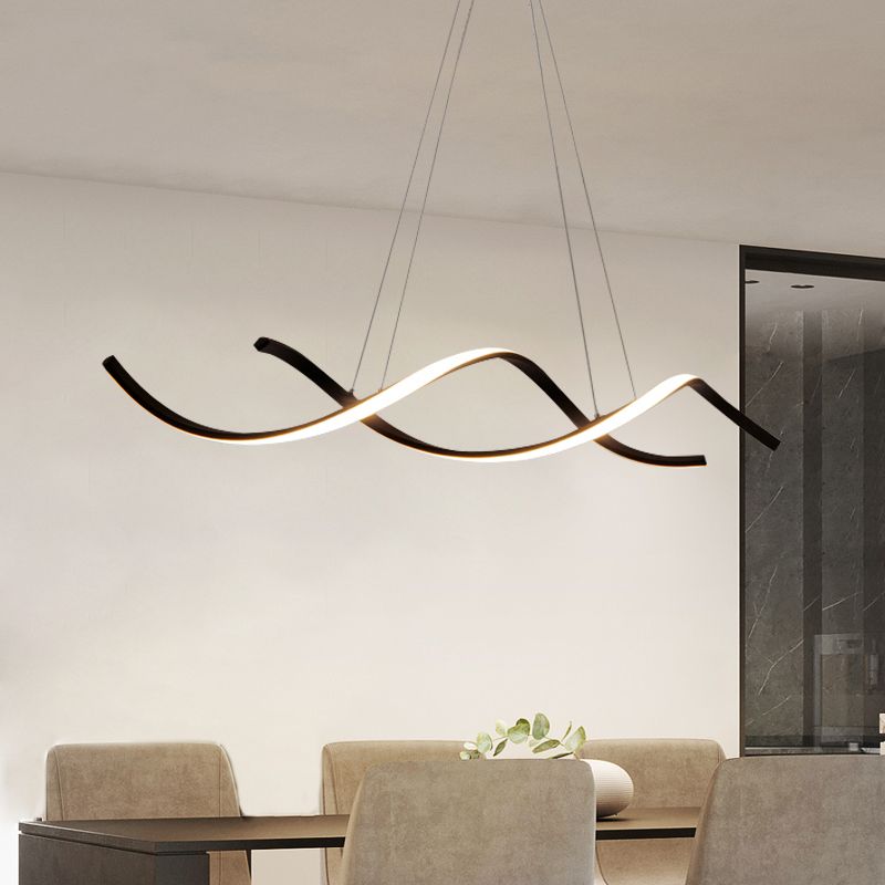 Minimalism Hanging Light Spiral LED Island Light Fixture for Dining Room