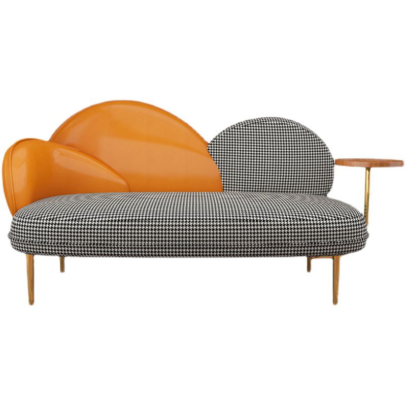 Contemporary Curved Sofa Sloped Arm Sofa with Storage Tray for Living Room