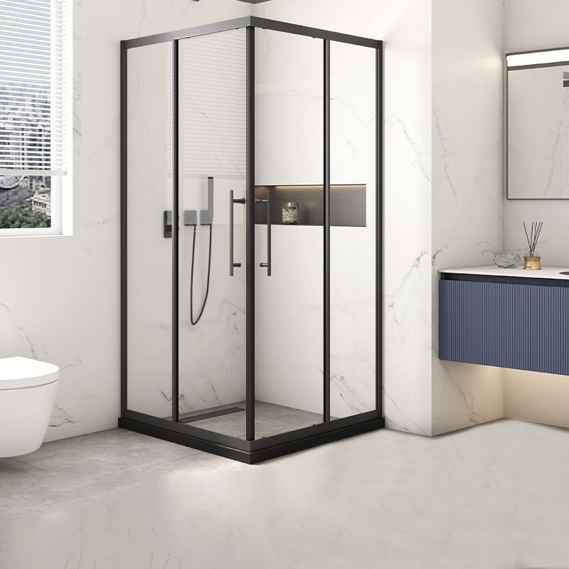 Black Framed Shower Doors Double Sliding Tempered Shower Bath Door