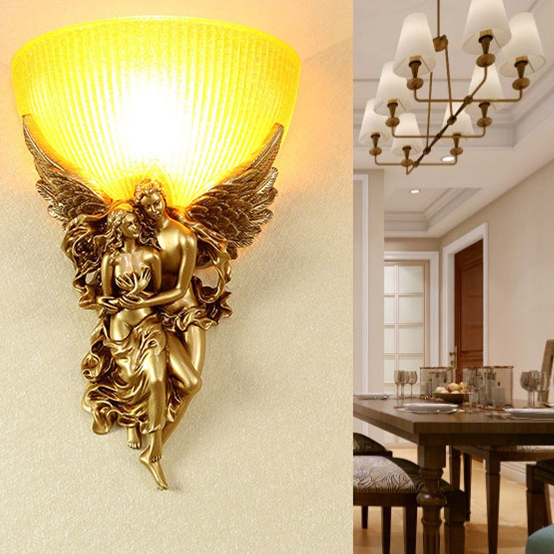 Geometric Wall Light Fixture Modern Resin 1 Light Wall Sconce in Gold