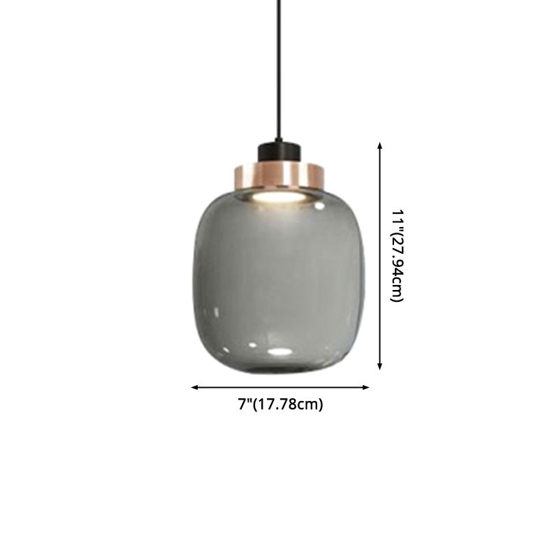 1 Light Mason Jar Pendant Light Modern Hand Blown Glass Shade Hanging Lamp