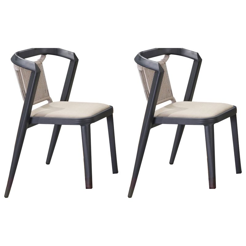 Tropical Rattan Gray Armed Chairs with Arm Patio Dining Chair