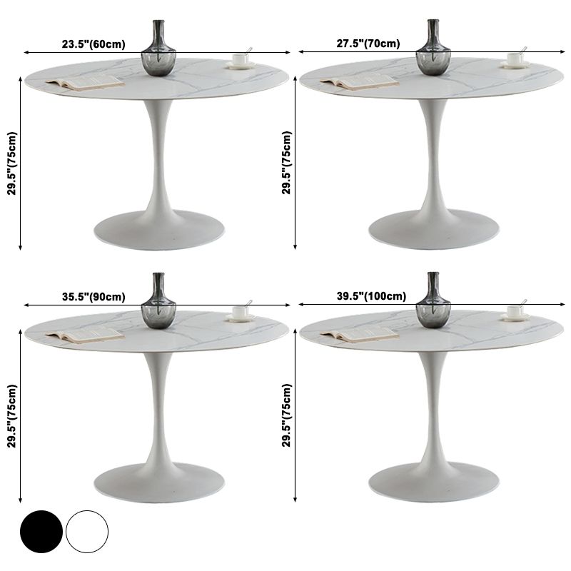 Minimalist Sintered Stone Dining Table Round Shape Kitchen Dining Table with Tulip Base