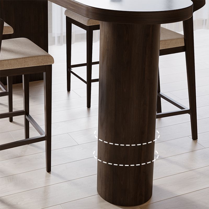 Modern Bar Table Solid Wood Bar Dining Table with Double Pedestal