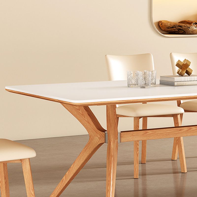 Industrial Dinner Table Rectangle Stone Dining Site Table in White