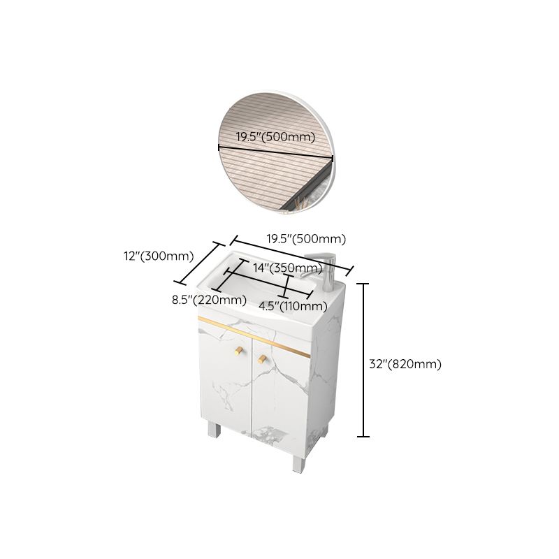 Rectangle Vanity Set White Single Sink Mirror Freestanding Bathroom Vanity with Door